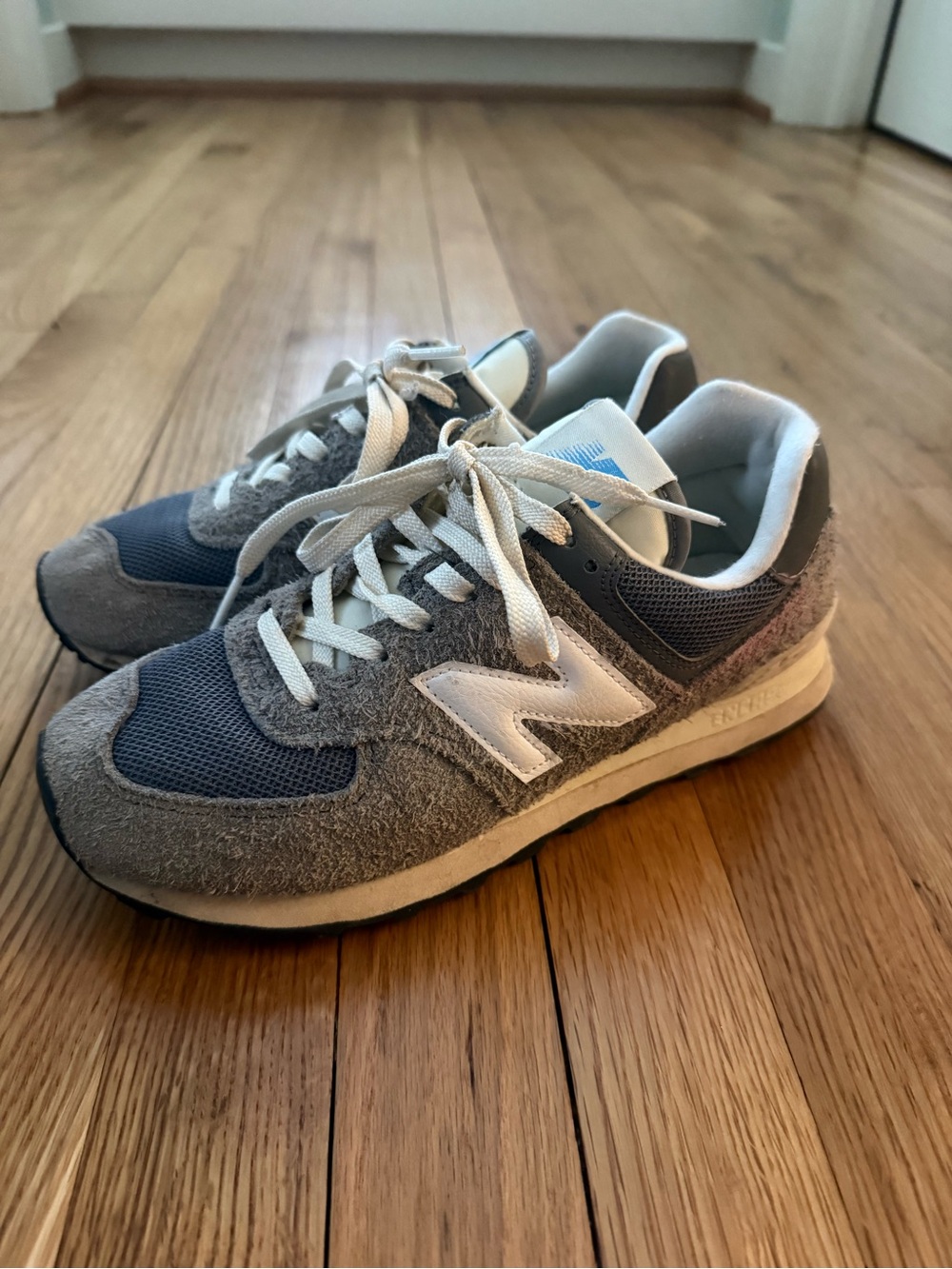 New Balance White & Teal Low-Top Sneakers